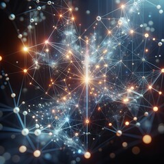 Naklejka premium Illuminated Digital Network Connecting the Future with Bright Lights and Abstract Lines