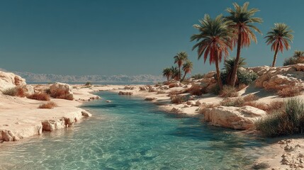 Desert oasis with clear stream