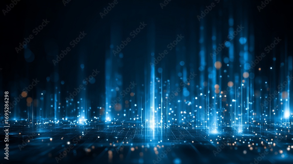 Aufkleber stunning digital abstract background with glowing blue light streams and particles creating a futuri