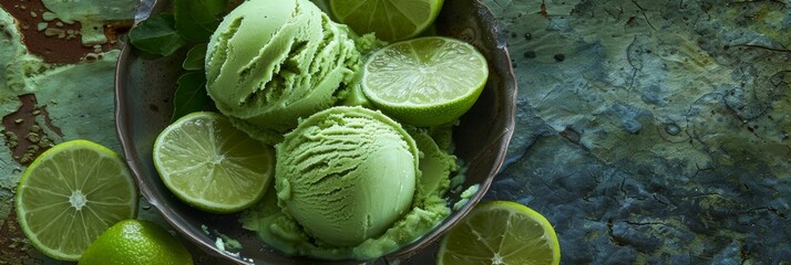 A refreshing avocado oil and lime sorbet a guiltfree option for those with a sweet tooth.