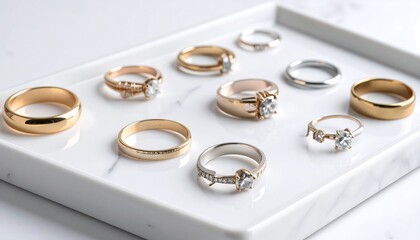 Elegant rings on a tray