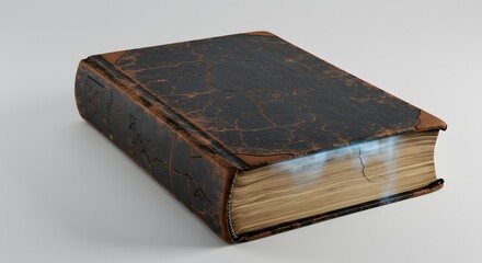 Obraz premium Vintage hardback book with aged leather cover, showing signs of wear and time.