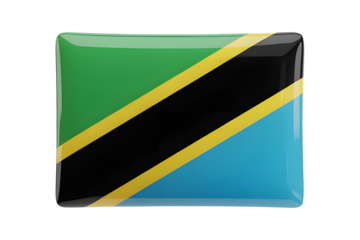Vibrant Tanzania flag button with rich colors evokes pride and patriotism for East African nation