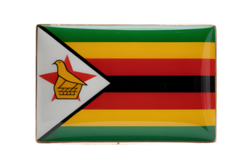 Zimbabwe flag emblem showcasing national pride and heritage with iconic bird symbol and vibrant stripes.