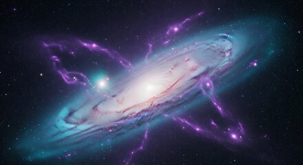 Obraz premium Cosmic Swirl of a Distant Nebula Illuminated by Starlight