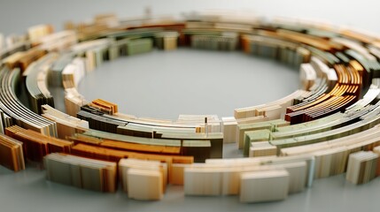 Dynamic abstract circular data visualization with warm and cool tones, representing growth and connection in modern technology and finance