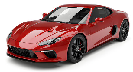 Red sports car, isolated on white background