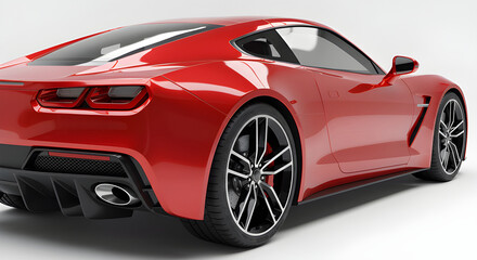 Red sports car, isolated on white background