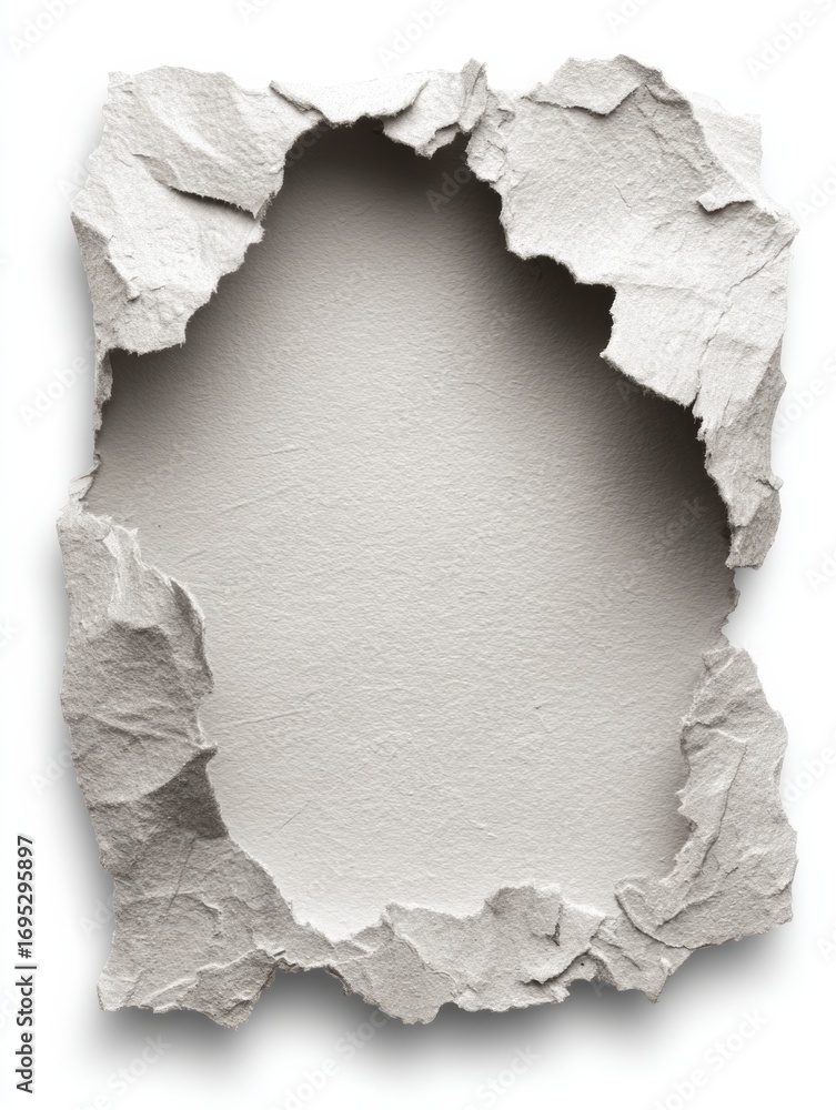 Poster torn paper with a textured edge revealing a blank surface in a minimalist design suitable for creati