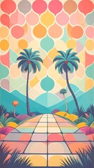 Colorful pathway through landscape