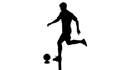 Dynamic silhouette of a football player in action with intense focus and determination