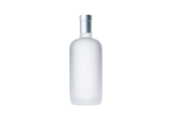 A clear bottle with a silver cap