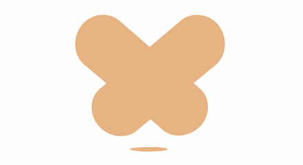 Obraz premium Geometric tan butterfly with simplified form against a plain white backdrop creating a minimalist