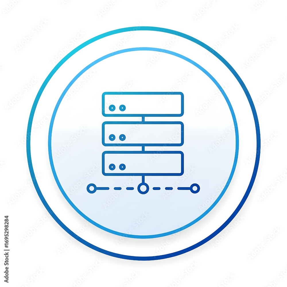 Aufkleber web hosting and server rack icon, blue outline vector illustration for data center and network stora