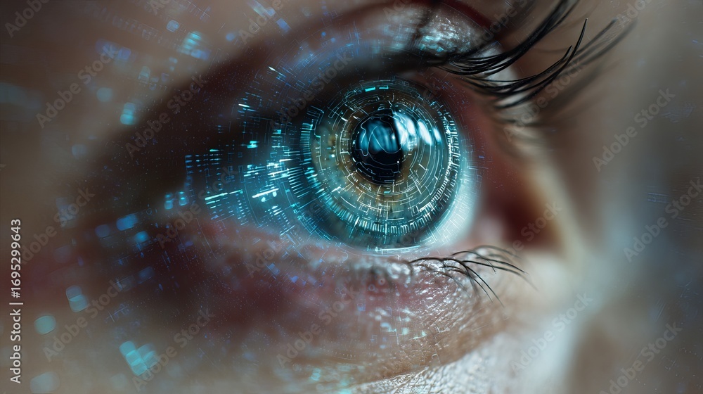 Aufkleber stunning futuristic digital eye with intricate glowing circuits symbolizing advanced technology and 