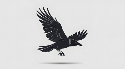 Fototapeta premium Minimalist vector illustration of raven bird&nbsp;flying