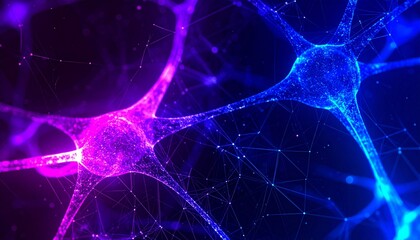 A vibrant, glowing visualization of a complex neural network, showcasing luminous synaptic connections in a deep learning or AI concept