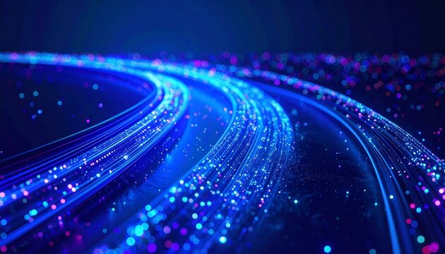 Abstract visualization of high-speed data transmission through glowing fiber optic cables representing the future of digital communication