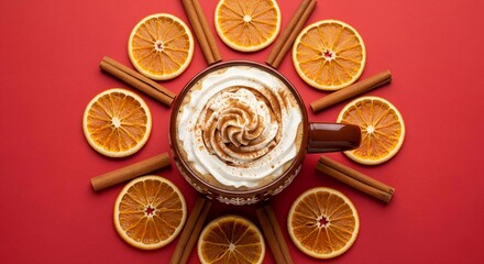 Holiday Spice and Everything Nice: A Festive Coffee Mug with Cinnamon and Dried Orange.