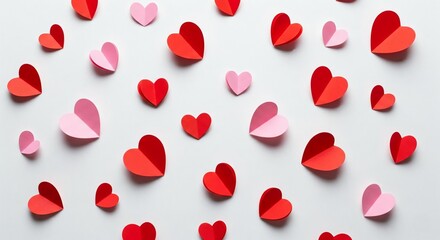 A Floating Romance: Handcrafted Paper Hearts in a Symphony of Red and Pink.