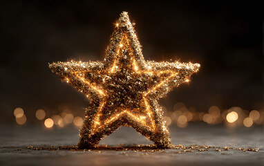 fireworks sign with golden elements star 3d render cncept for event party celeration