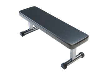 A black bench with a black leather top