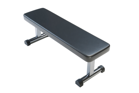 A black bench with a black leather top - Powered by Adobe