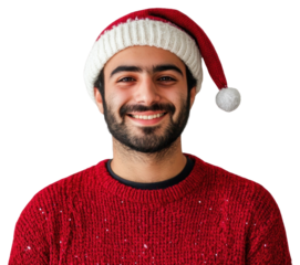 PNG Iraqi man christmas portrait sweater.