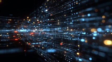 Dynamic digital network streams with vibrant glowing lights symbolizing data flow and global connectivity in a futuristic abstract background.