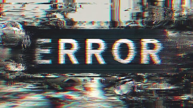 Dynamic digital glitch screen displaying the word ERROR with vibrant, distorted colors and abstract visual noise creating a modern tech failure aesthetic.