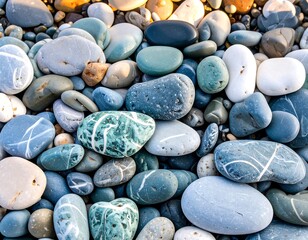Colorful pebbles on beach