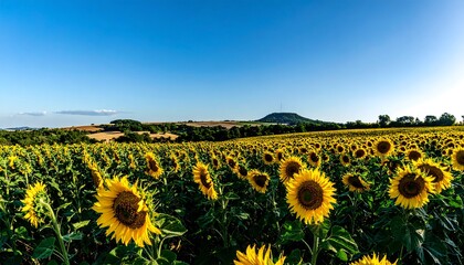 Fototapeta premium Sunflower field under a clear sky
