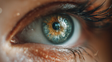 青緑の瞳をクローズアップした目の写真