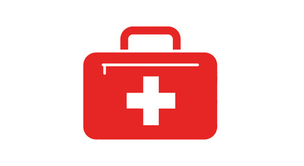 Obraz premium Red first aid kit symbol with a white cross representing emergency medical care and safety
