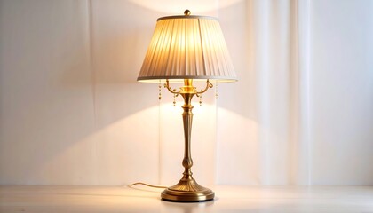 Elegant table lamp with pleated shade casting a warm inviting light in a room
