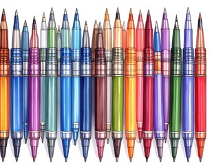 Colorful pens in various shades