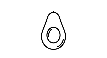 simple line drawing of avocado fruit, half sliced, minimalist design, clean icon, graphic