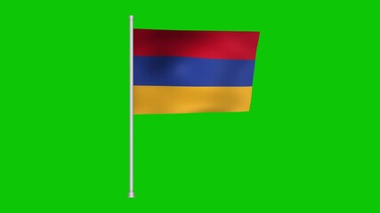 Animated armenian flag waving gently against a vibrant green screen background animation loop