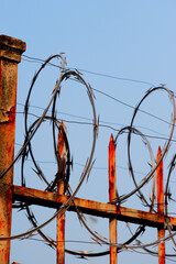 Razor wire on fence