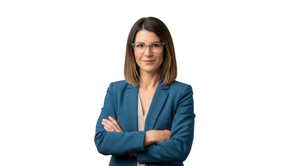 Professional woman portrait business attire confident leader corporate headshot female executive isolated black on transparent background