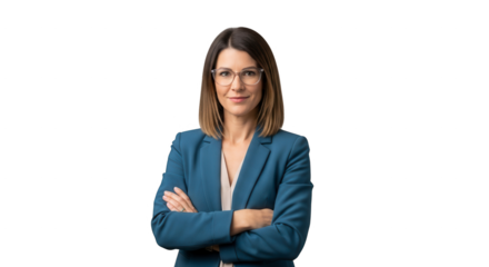 Professional woman portrait business attire confident leader corporate headshot female executive isolated black on transparent background