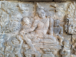 Carving on the walls of an ancient temple	
