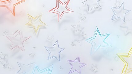Fototapeta premium Multicolored translucent star shapes create a light and airy design on a light background.