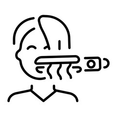 Line style icon showing a hair straightener