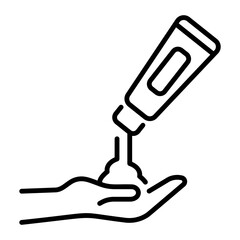 A line style icon depicting hand cream
