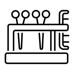 A line style icon depicting scissors stand