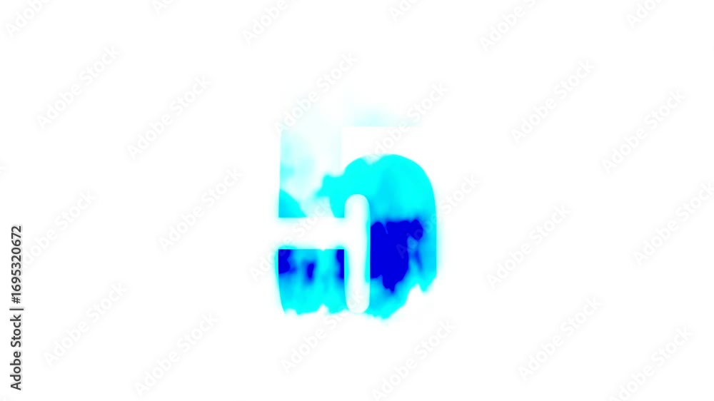 Poster countdown animation from 10 to 0 with blue fire letters effect