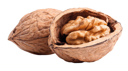 walnut on white background
