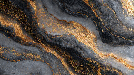 Naklejka premium Opulent abstract texture of dark stone infused with shimmering gold streaks and natural mineral patterns