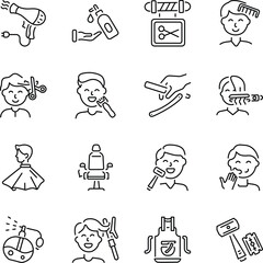 Collection of Line Style Barber Icons 

